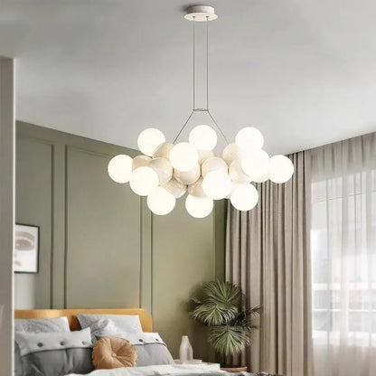 Modern white glass globe pendant light fixture for dining room