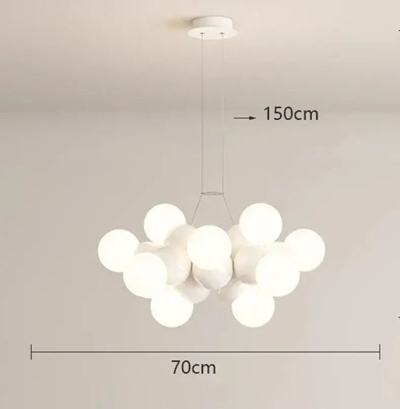 Modern white glass globe pendant light fixture for dining room
