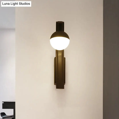 DecorBites™ Modern White Glass LED Orb Sconce Light for Stairway Wall with Metal Arm
