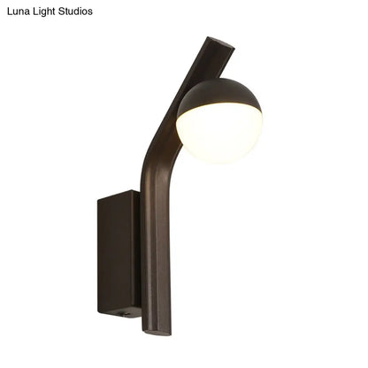 DecorBites™ Modern White Glass LED Orb Sconce Light for Stairway Wall with Metal Arm
