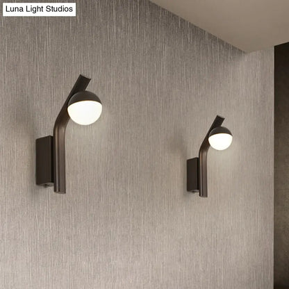 DecorBites™ Modern White Glass LED Orb Sconce Light for Stairway Wall with Metal Arm