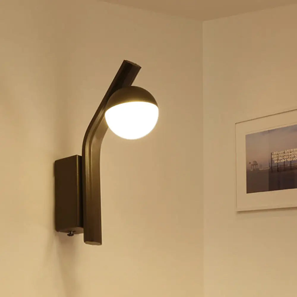 DecorBites™ Modern White Glass LED Orb Sconce Light for Stairway Wall with Metal Arm