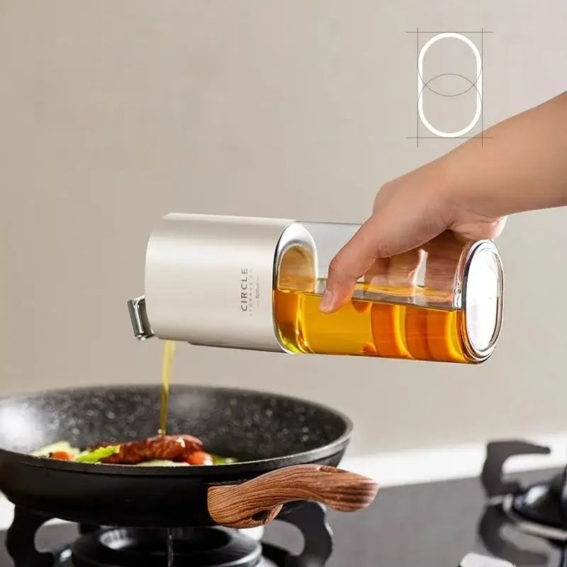 Modern white glass oil pot set 4 piece kitchen seasoning bottle