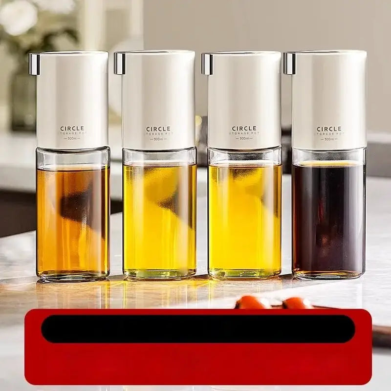 Modern white glass oil pot set 4 piece kitchen seasoning bottle
