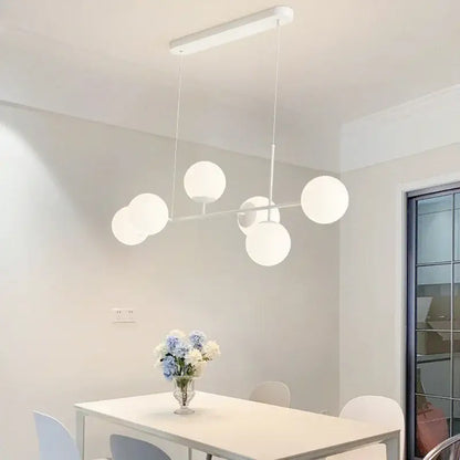 Modern white glass pendant chandelier light set dining room