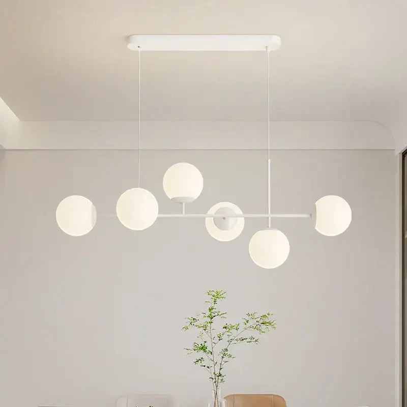 Modern white glass pendant chandelier light set dining room