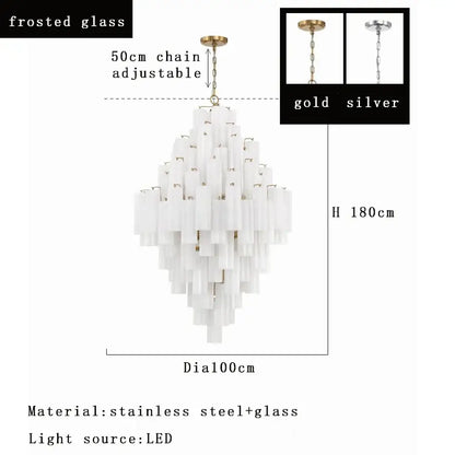 Modern white glass pendant lights dining room cascading chandelier