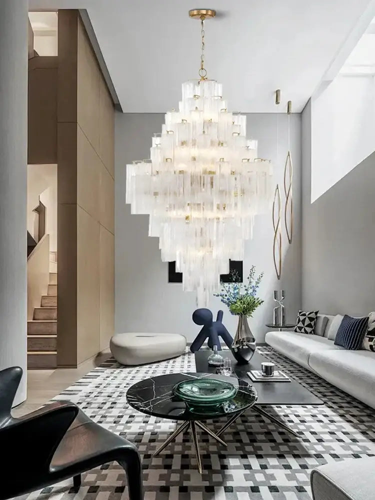 Modern white glass pendant lights dining room cascading chandelier