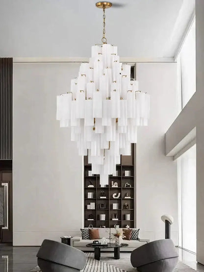 Modern white glass pendant lights dining room cascading chandelier