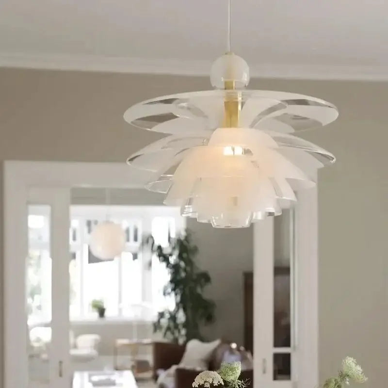 Modern white glass pine cone pendant chandelier for living room