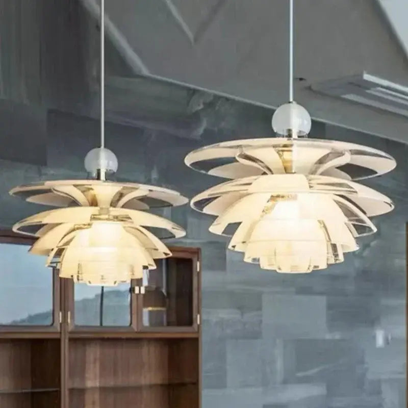 Modern white glass pine cone pendant chandelier for living room