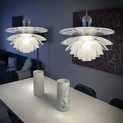 Modern white glass pine cone pendant chandelier for living room