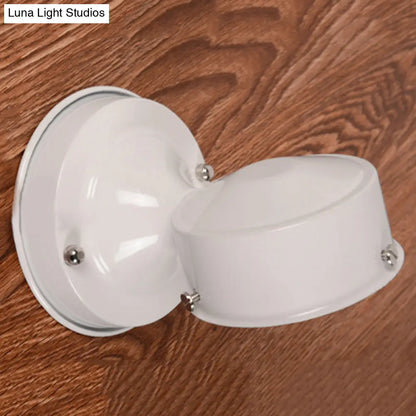 DecorBites™ Modern White Glass Schoolhouse Sconce Wall Lamp with Black/White Mirror - 1 Light