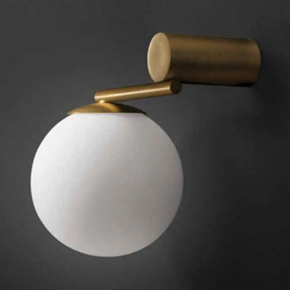 DecorBites™ Modern White Glass Sphere Wall Light with Gold LED Fixture