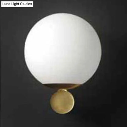 DecorBites™ Modern White Glass Sphere Wall Light with Gold LED Fixture