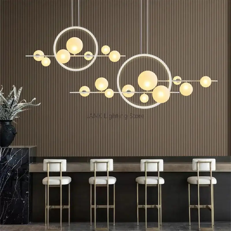 Modern white glass strip bubble chandelier kitchen bar pendant light