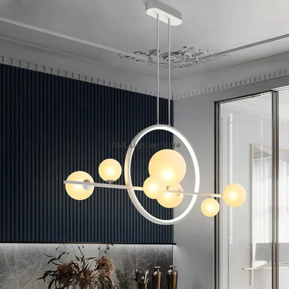 Modern white glass strip bubble chandelier kitchen bar pendant light