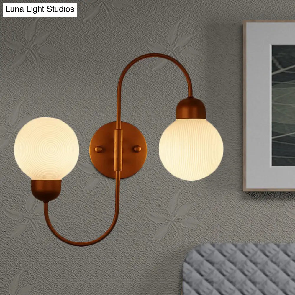 DecorBites™ Modern White Glass Wall Mounted Light - 2-Head Spherical Wall Sconce for Living Room