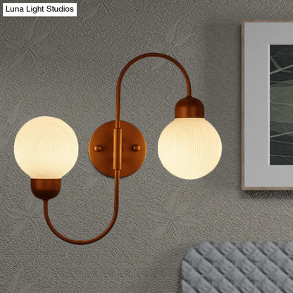 DecorBites™ Modern White Glass Wall Mounted Light - 2-Head Spherical Wall Sconce for Living Room