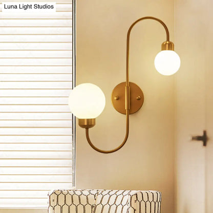 DecorBites™ Modern White Glass Wall Mounted Light - 2-Head Spherical Wall Sconce for Living Room
