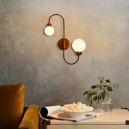 DecorBites™ Modern White Glass Wall Mounted Light - 2-Head Spherical Wall Sconce for Living Room