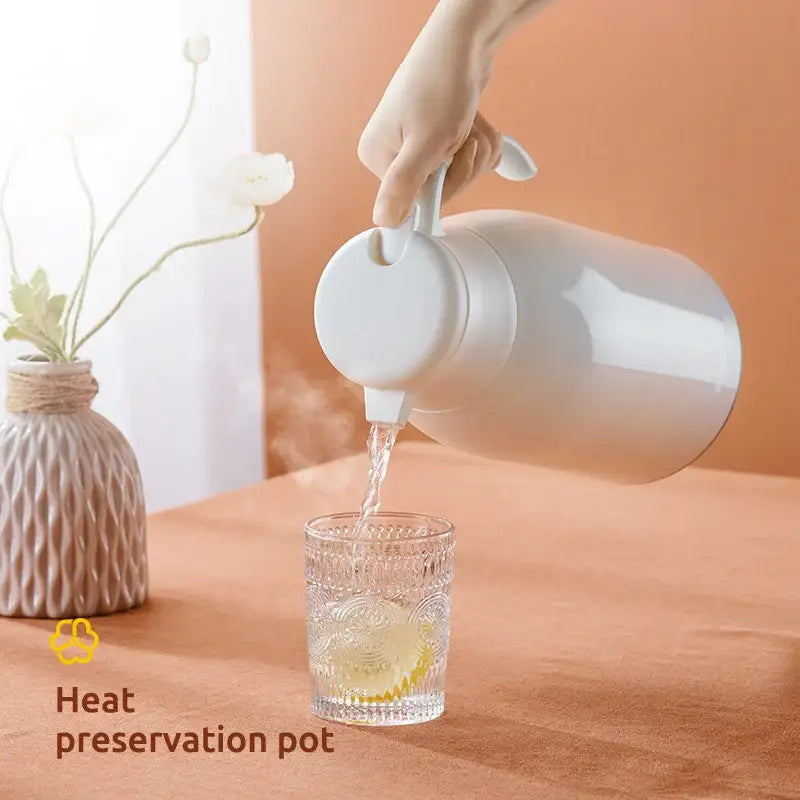 Modern white glossy glass insulation kettle kitchen thermos bottle