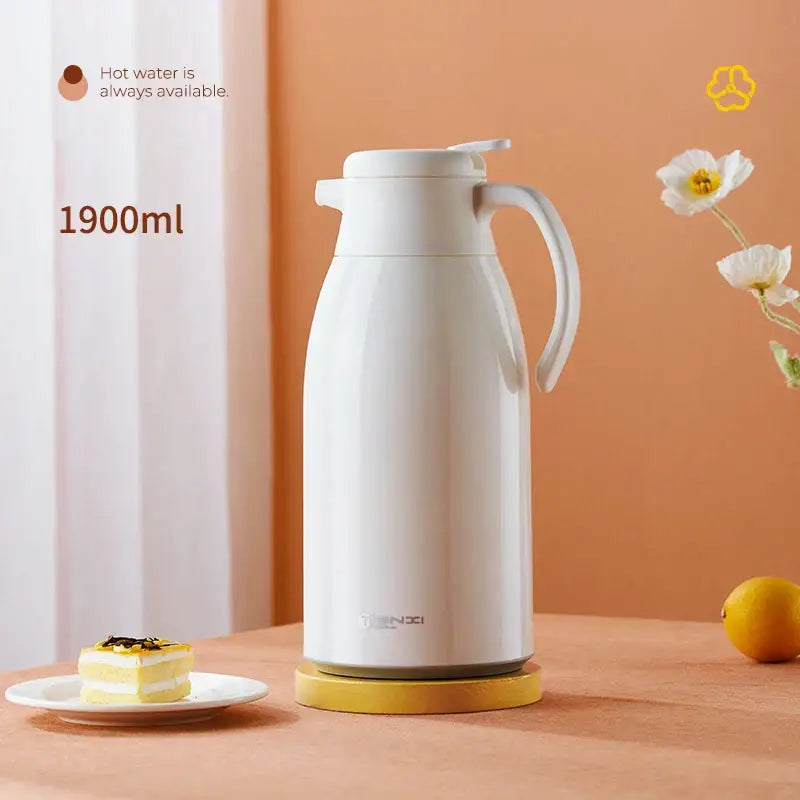 Modern white glossy glass insulation kettle kitchen thermos bottle