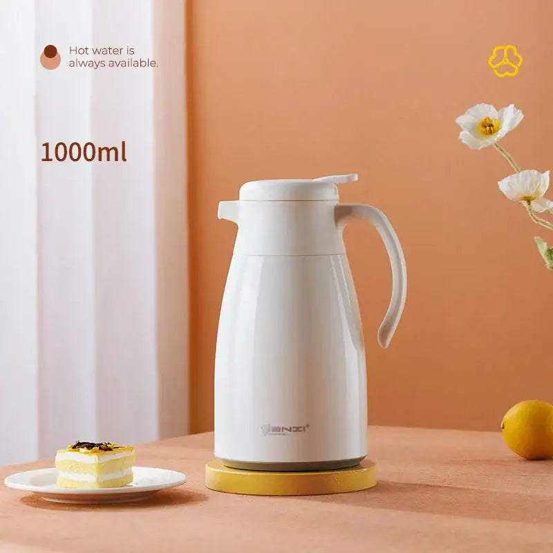 Modern white glossy glass insulation kettle kitchen thermos bottle