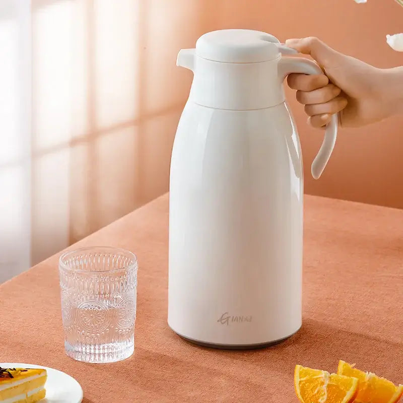 Modern white glossy glass insulation kettle kitchen thermos bottle