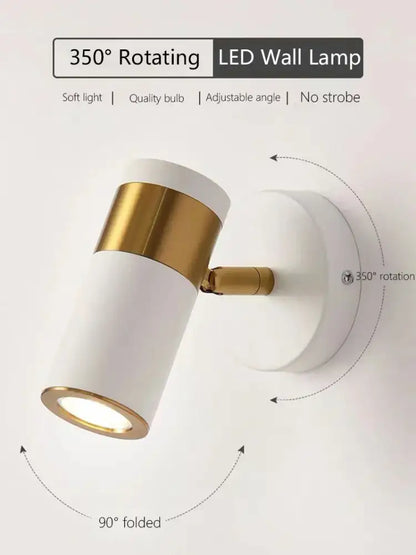 Modern white & gold adjustable nordic led wall lamp bedroom