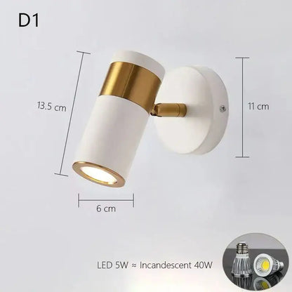 Modern white & gold adjustable nordic led wall lamp bedroom