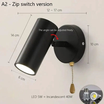 Modern white & gold adjustable nordic led wall lamp bedroom
