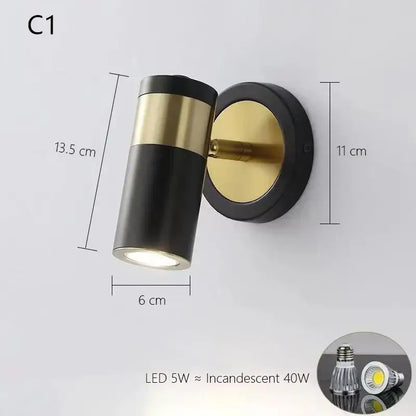 Modern white & gold adjustable nordic led wall lamp bedroom