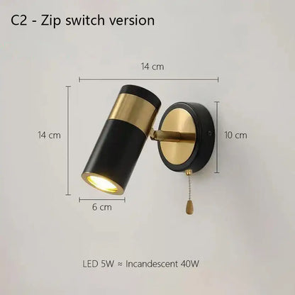 Modern white & gold adjustable nordic led wall lamp bedroom