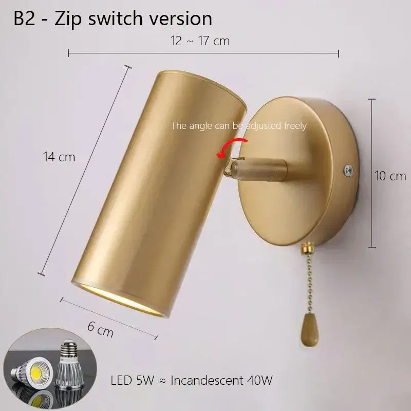 Modern white & gold adjustable nordic led wall lamp bedroom