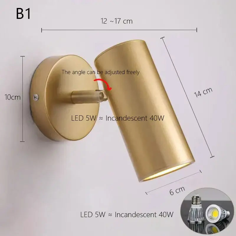 Modern white & gold adjustable nordic led wall lamp bedroom