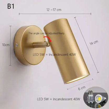 Modern white & gold adjustable nordic led wall lamp bedroom