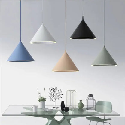 Modern white & gold annular cone pendant lamp living room light