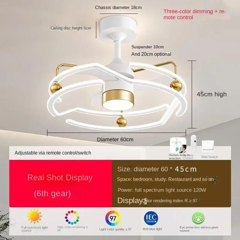 Modern white & gold ceiling fan light – elegant bedroom fan light