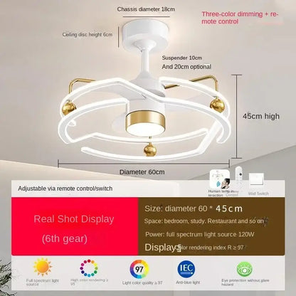 Modern white & gold ceiling fan light – elegant bedroom fan light