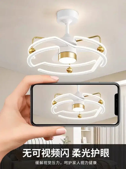 Modern white & gold ceiling fan light – elegant bedroom fan light