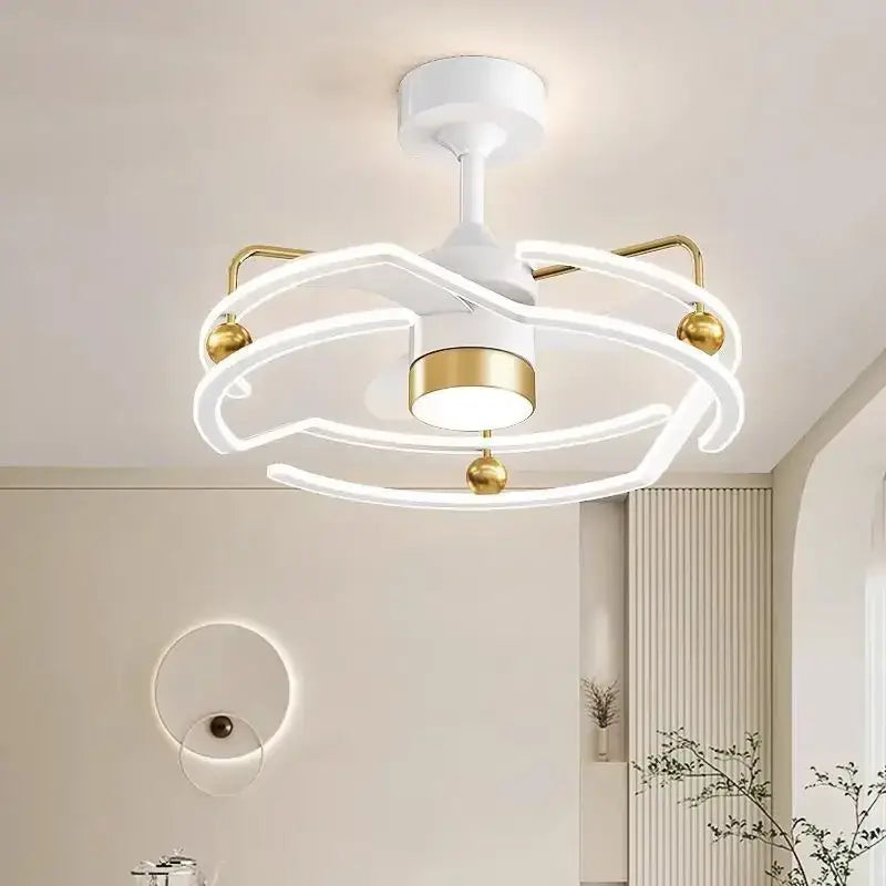 Modern white & gold ceiling fan light – elegant bedroom fan light