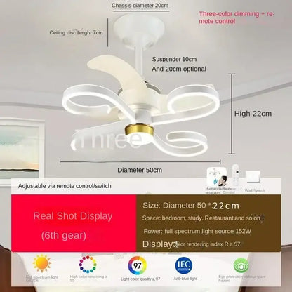 Modern white & gold ceiling fan light – elegant bedroom fan light