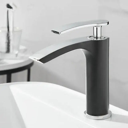 Modern white & gold ceramic brass bathroom basin faucet