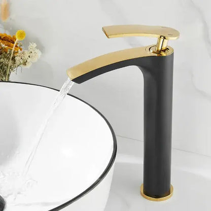 Modern white & gold ceramic brass bathroom basin faucet