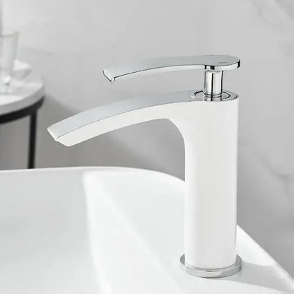 Modern white & gold ceramic brass bathroom basin faucet