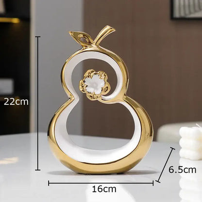 Modern white & gold ceramic gourd desk decoration – living room decor