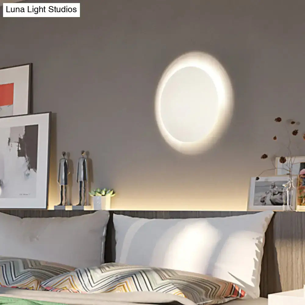 Modern white & gold circular led wall light warm white bedroom