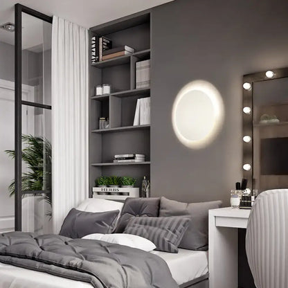 Modern white & gold circular led wall light warm white bedroom