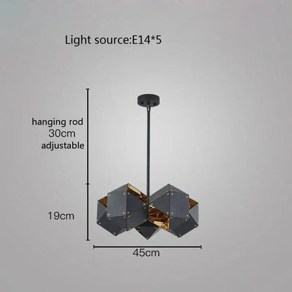 Modern white & gold cube led pendant light for dining room